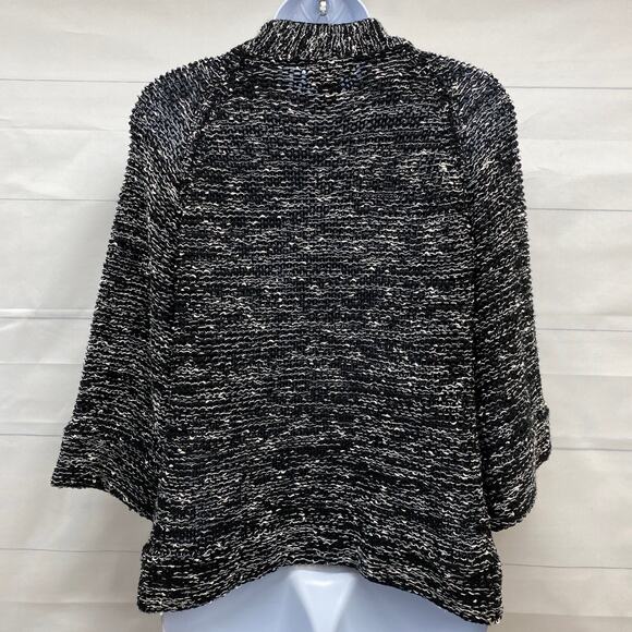 BCBGMAXAZRIA Black White Heather Single Button Heavyweight Cardigan Sweater M - Picture 4 of 10